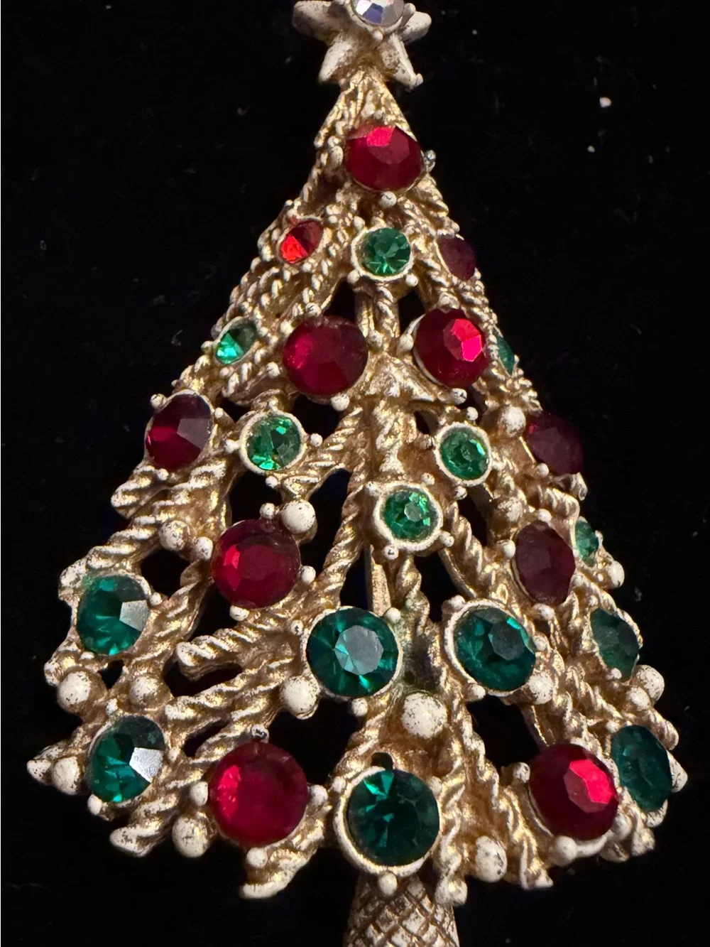 Rare Vintage Hollycraft Rhinestone Christmas Tree Brooch Pin Signed